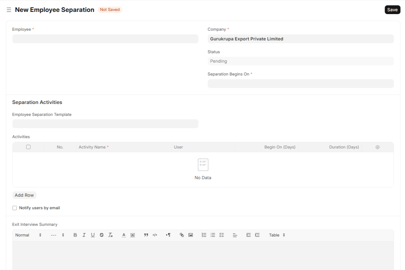 Separation Interview Form Employee Separation & Exit Interview